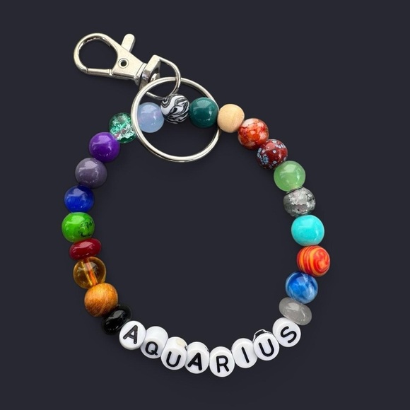 Aquarius Zodiac Keychain Bracelet - Picture 1 of 4